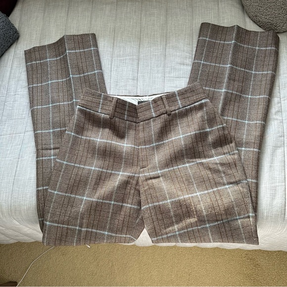 Banana Republic Vintage Wool Brown Blue Plaid Pants Size: 2L - Picture 16 of 16